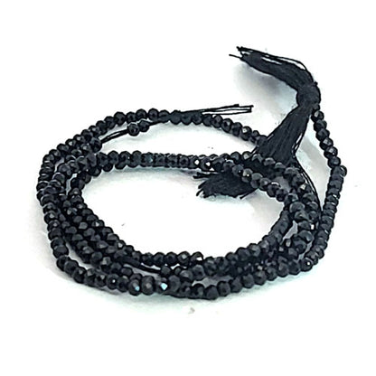 Black spinel, 2 mm faceted bead strand