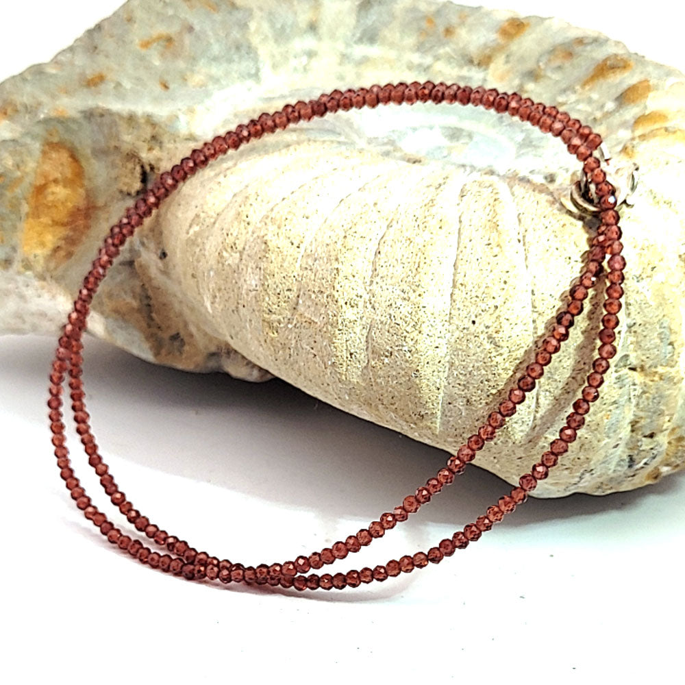 Spinel red bead necklace 2.5 mm faceted