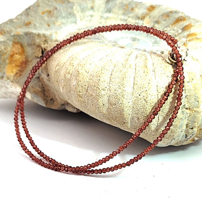 Spinel red bead necklace 2.5 mm faceted