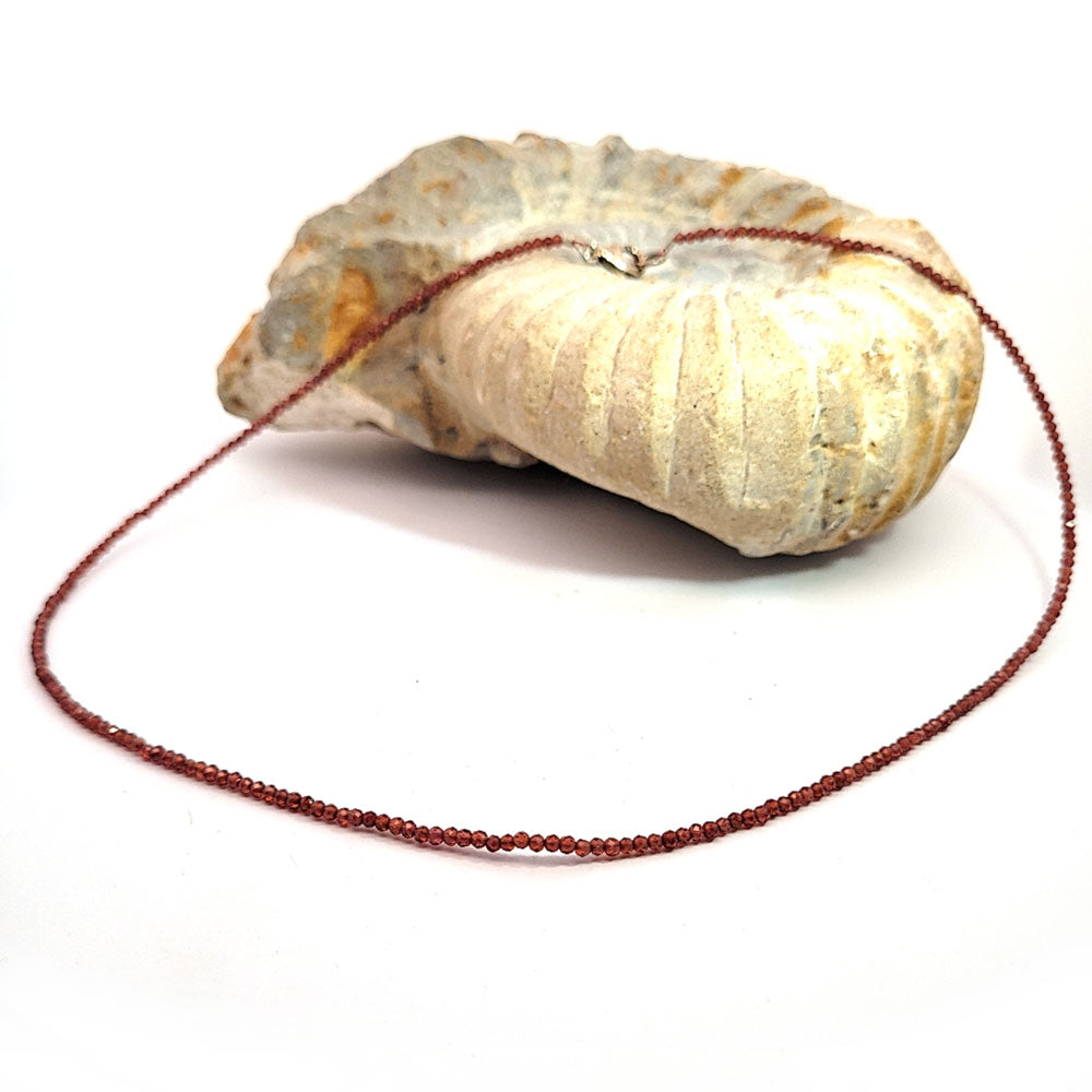 Spinel red bead necklace 2.5 mm faceted