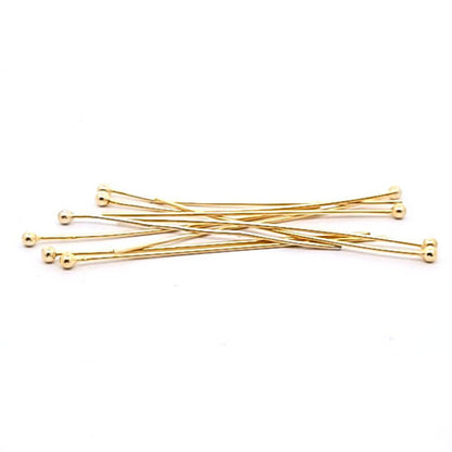 Stifte mit Kugel 0,6/4 cm, Silber vergoldet (10 Stück)  - 1