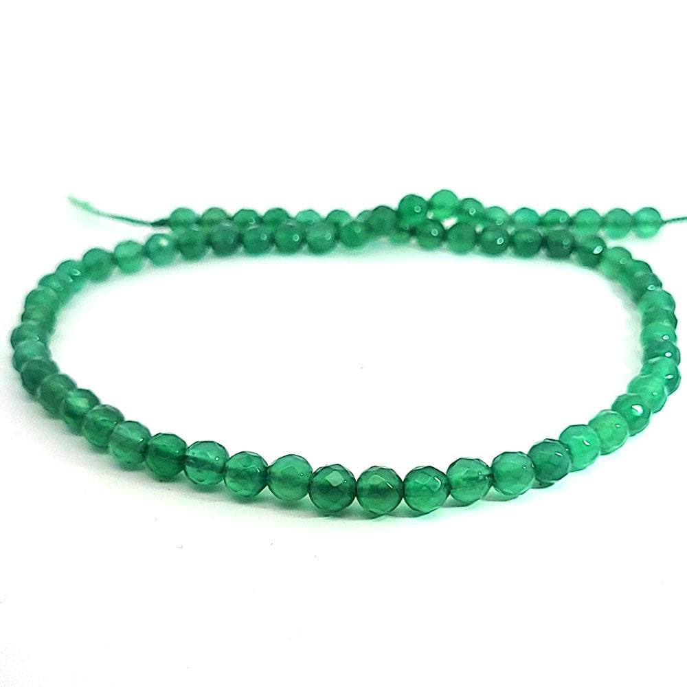 Achat grün, Kugelstrang 6 mm facettiert