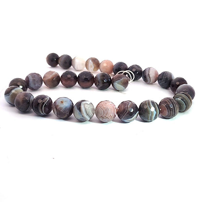 Botswana agate, 14 mm faceted bead strand