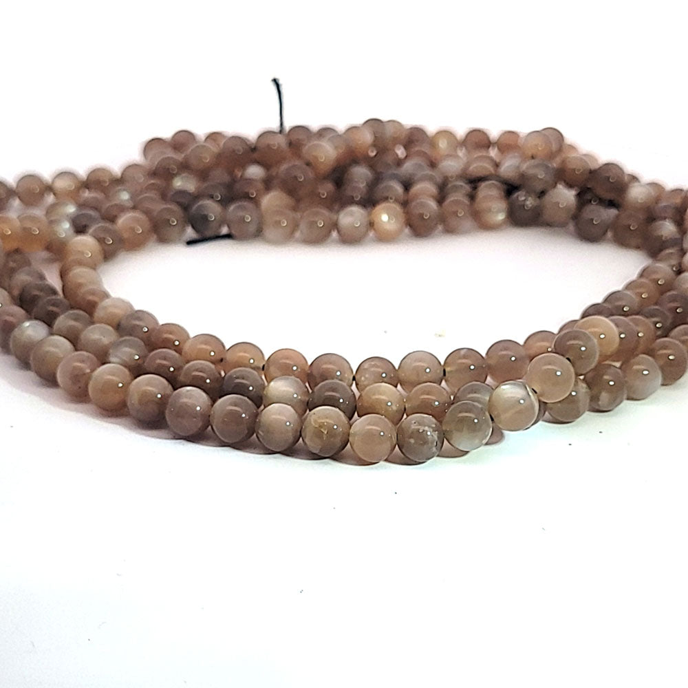 Brown moonstone, strand of beads 6 mm