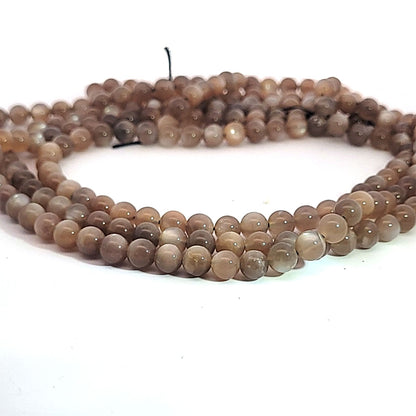 Brown moonstone, strand of beads 6 mm