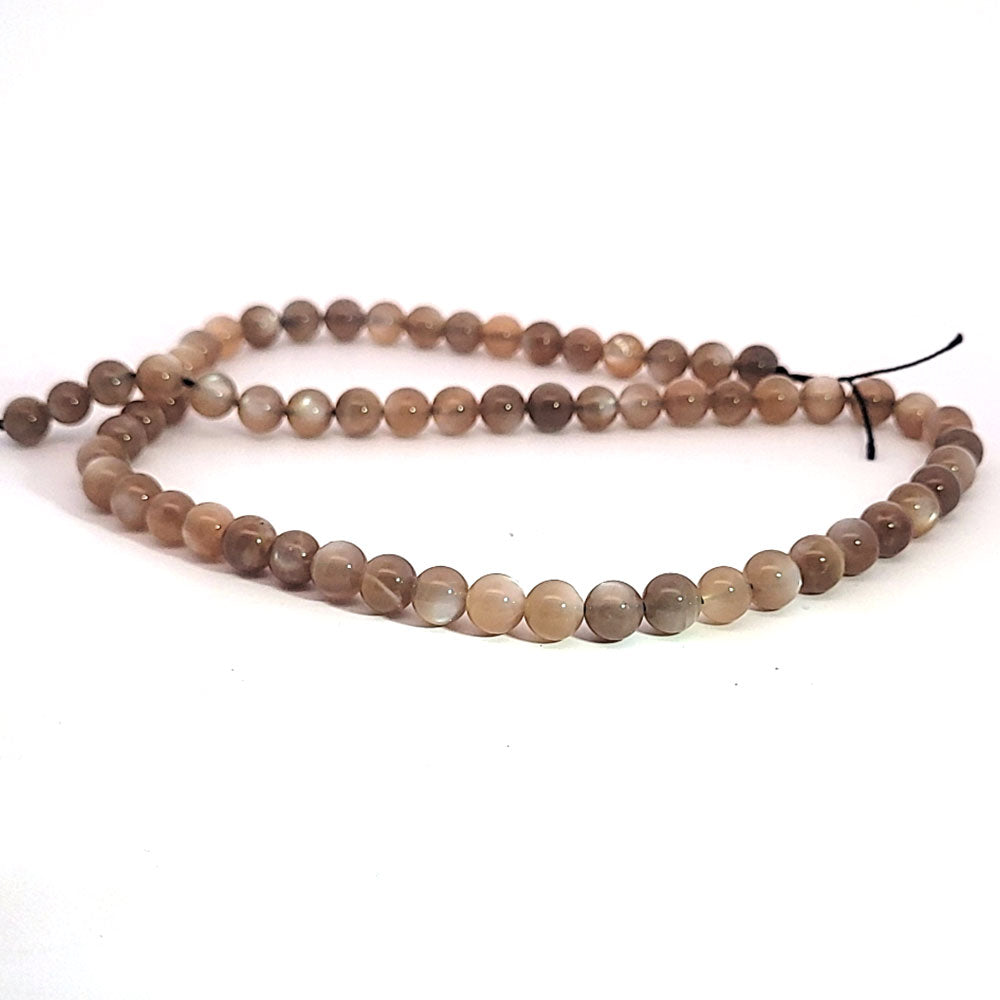 Brown moonstone, strand of beads 6 mm