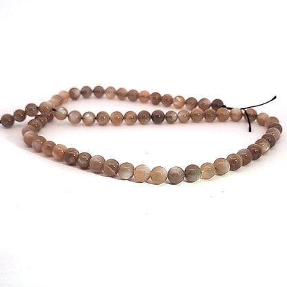 Brown moonstone, strand of beads 6 mm