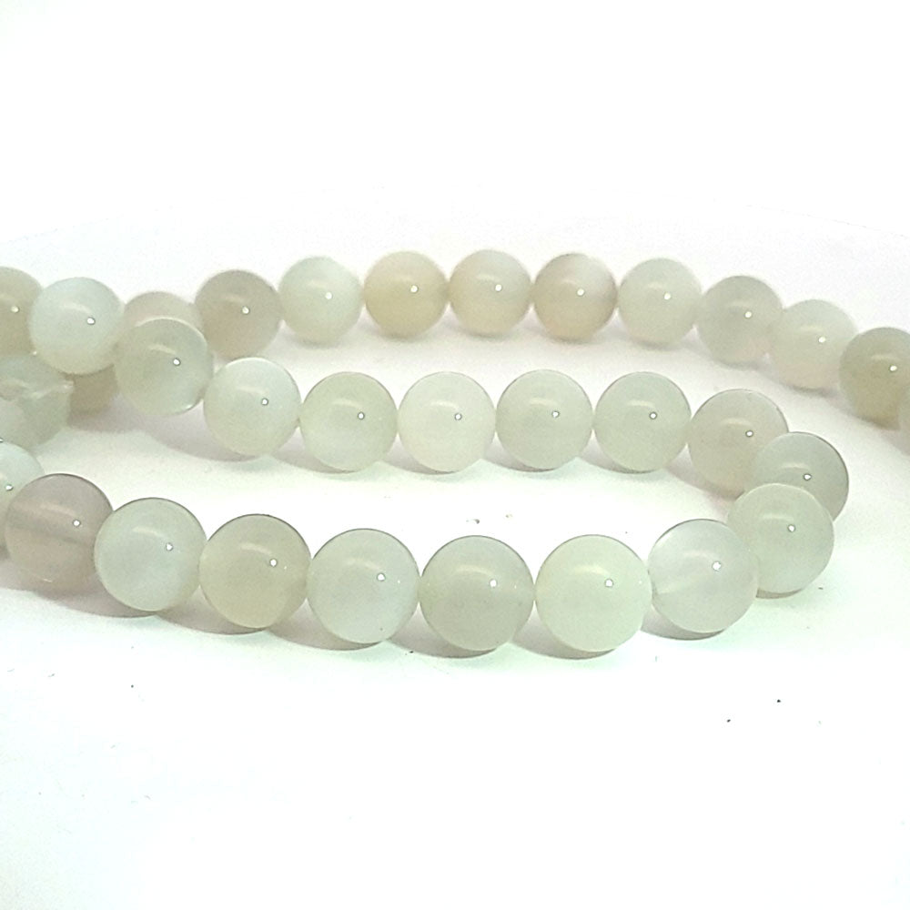 Moonstone, light grey, strand of beads 10 mm