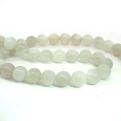 Moonstone, light grey, strand of beads 10 mm