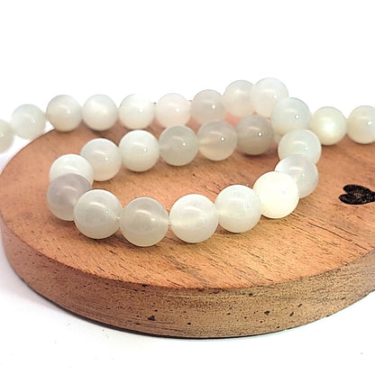 Moonstone, light grey, strand of beads 10 mm