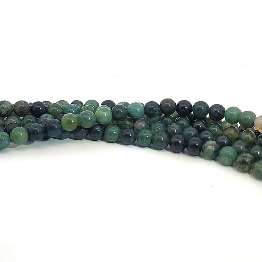 Moss agate, 6 mm bead strand