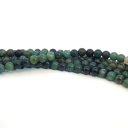 Moss agate, 6 mm bead strand