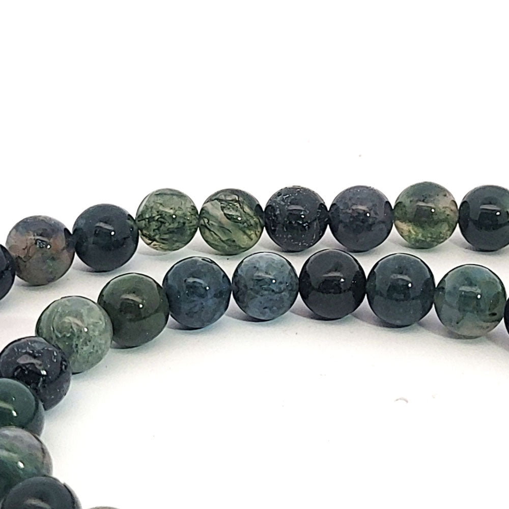 Moss agate, 8 mm bead strand