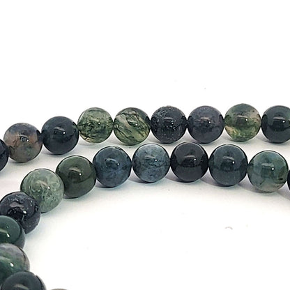 Moss agate, 8 mm bead strand