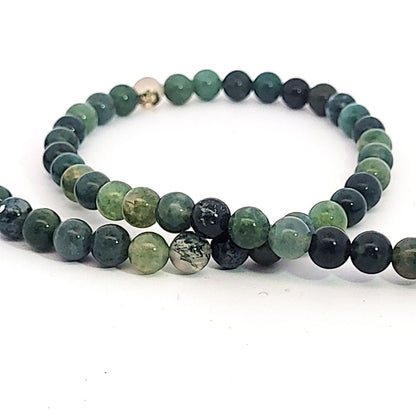 Moss agate, 8 mm bead strand