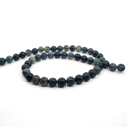 Moss agate, 6 mm bead strand