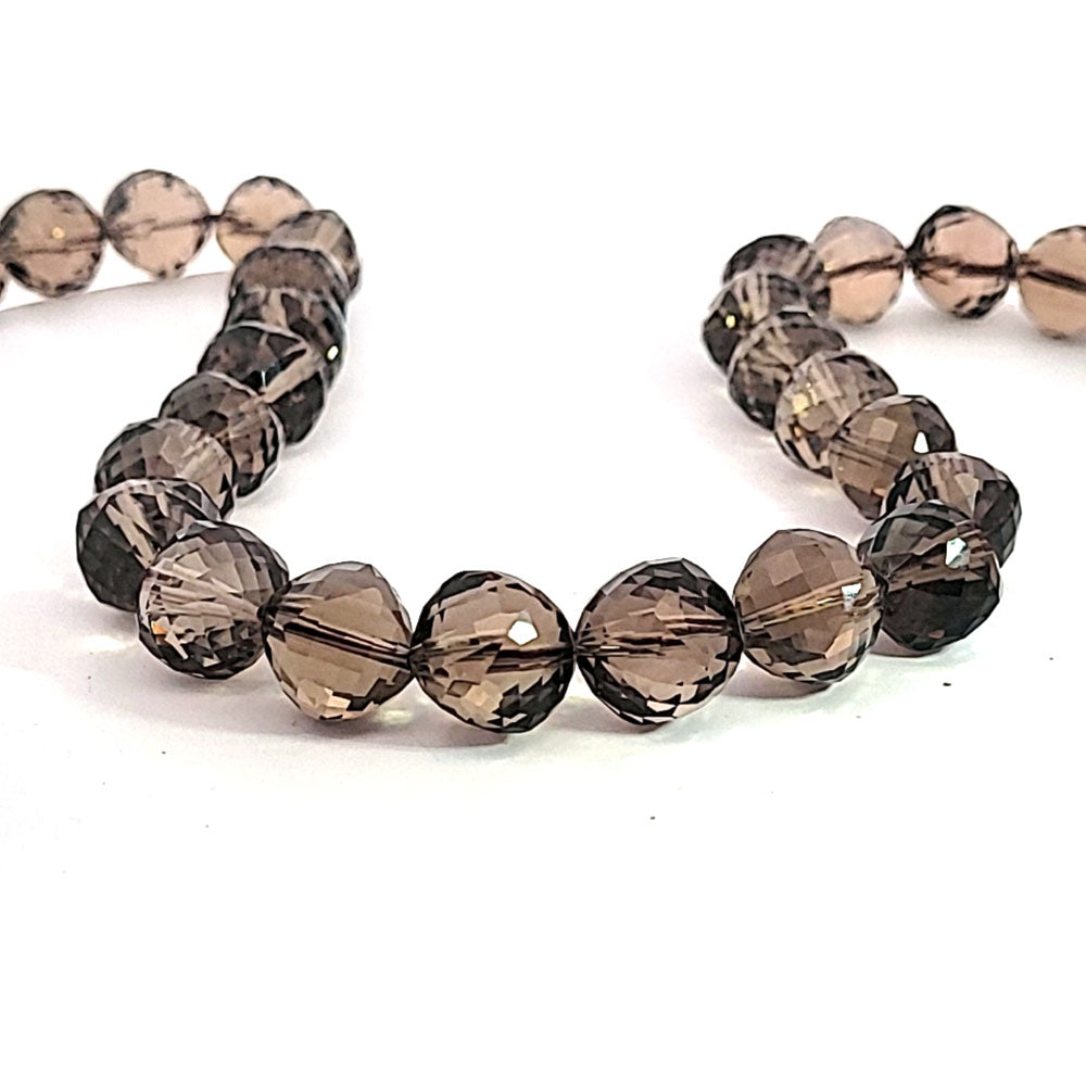 Smoky quartz, round fancy cut faceted