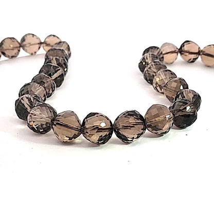 Smoky quartz, round fancy cut faceted