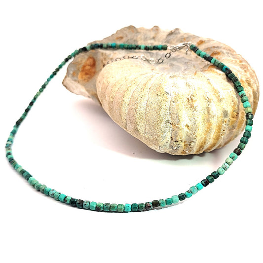 Türkis Kette Cube 3 mm facettiert