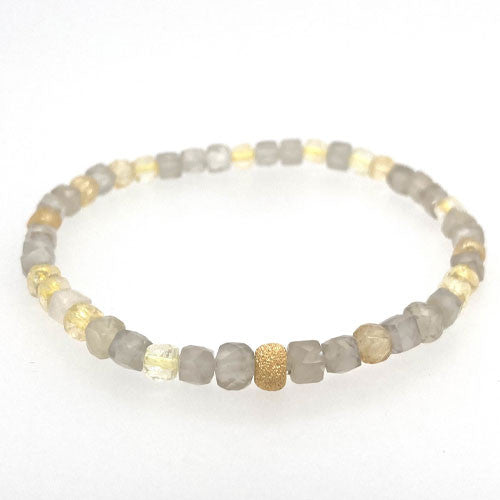 Zitrin-Mondstein Armband Cube 4 mm  - 1