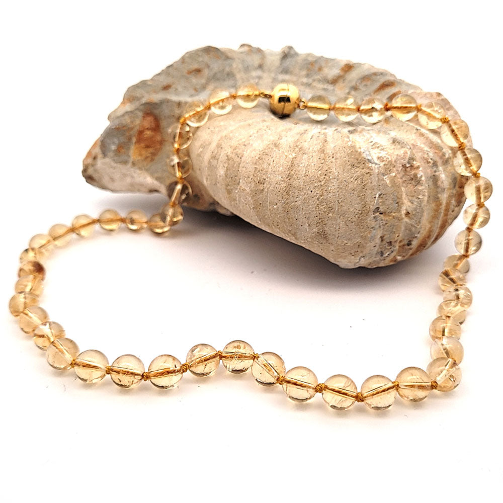 Citrine bead necklace 8 mm