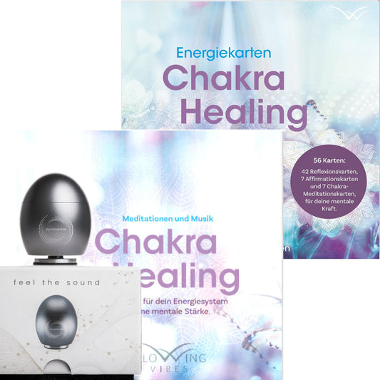 Chakra Healing - Eyvo Klangei-Set 8 - mit original Klangei platin und Chakra Healing Kartenset