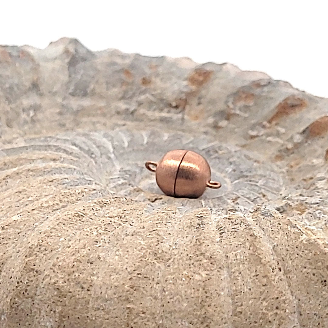 Magnetic ball clasp 8 mm, silver rose gold plated matte