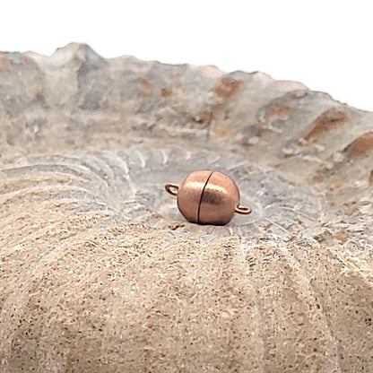 Magnetic ball clasp 8 mm, silver rose gold plated matte