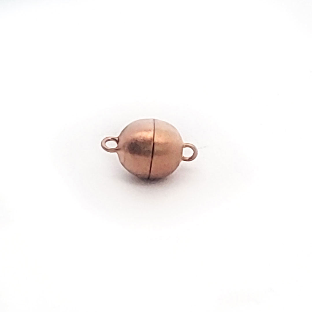 Magnetic ball clasp 8 mm, silver rose gold plated matte