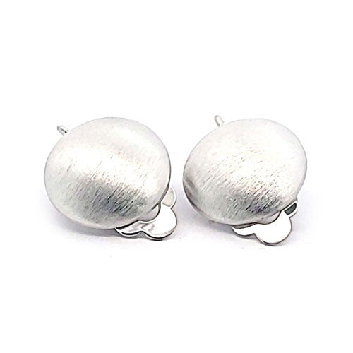 Ohrclipspatent rund 16 mm, Silber rhodiniert matt Steindesign - 1